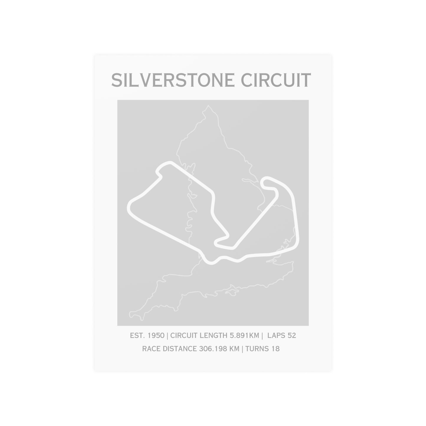 Silverstone Circuit Poster - Grayscale