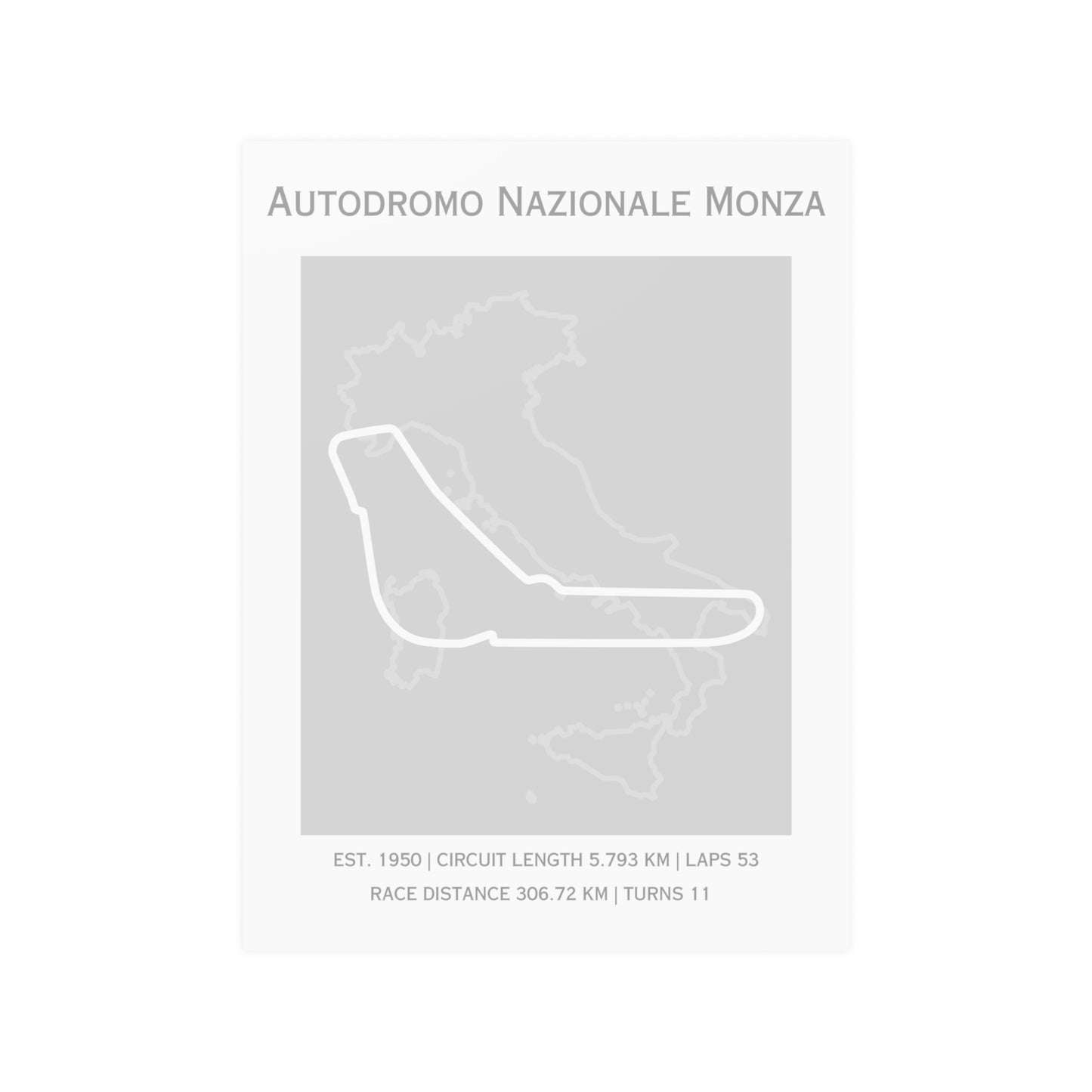 Monza Track Poster - Grayscale