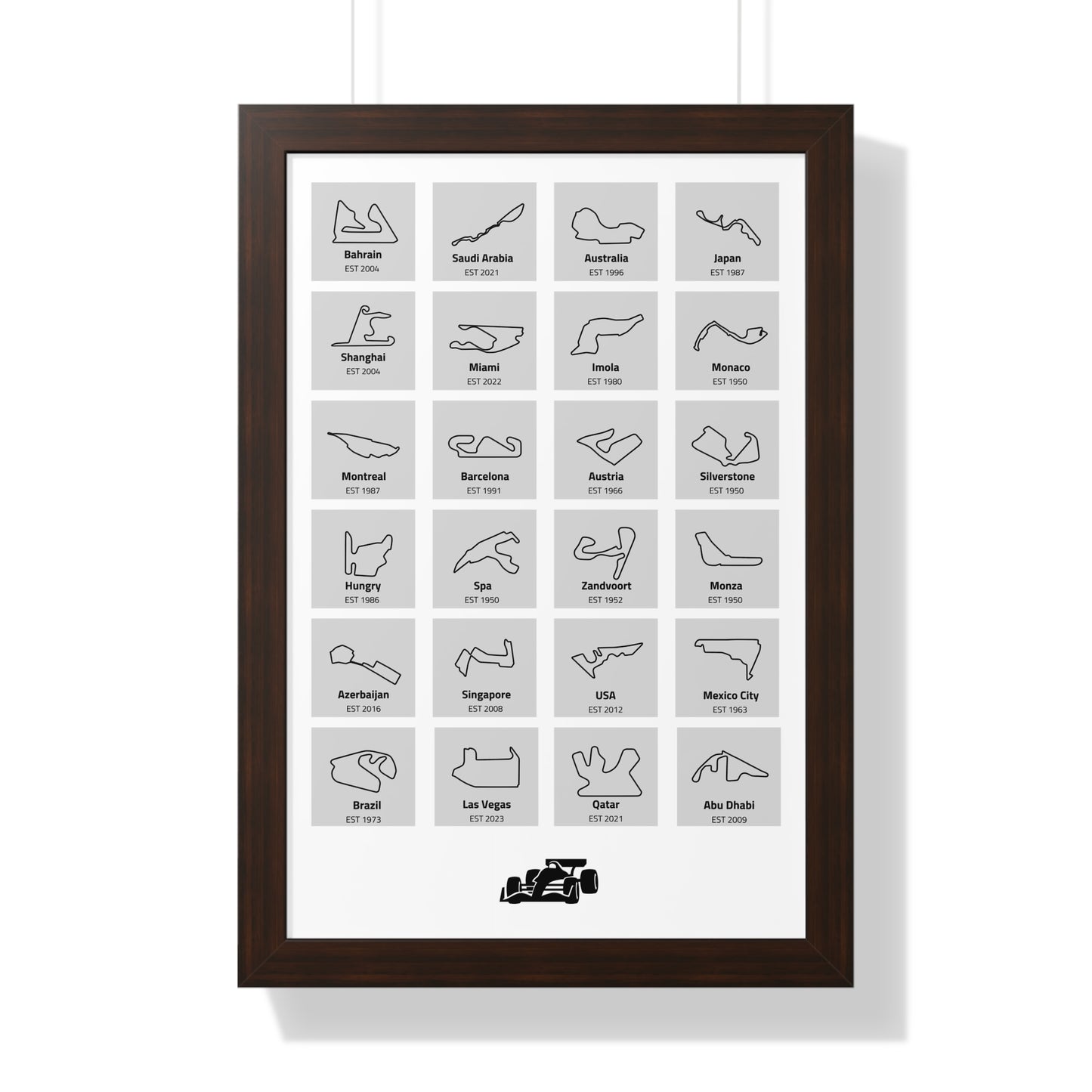 Framed Formula Track Poster - Race Car Circuits