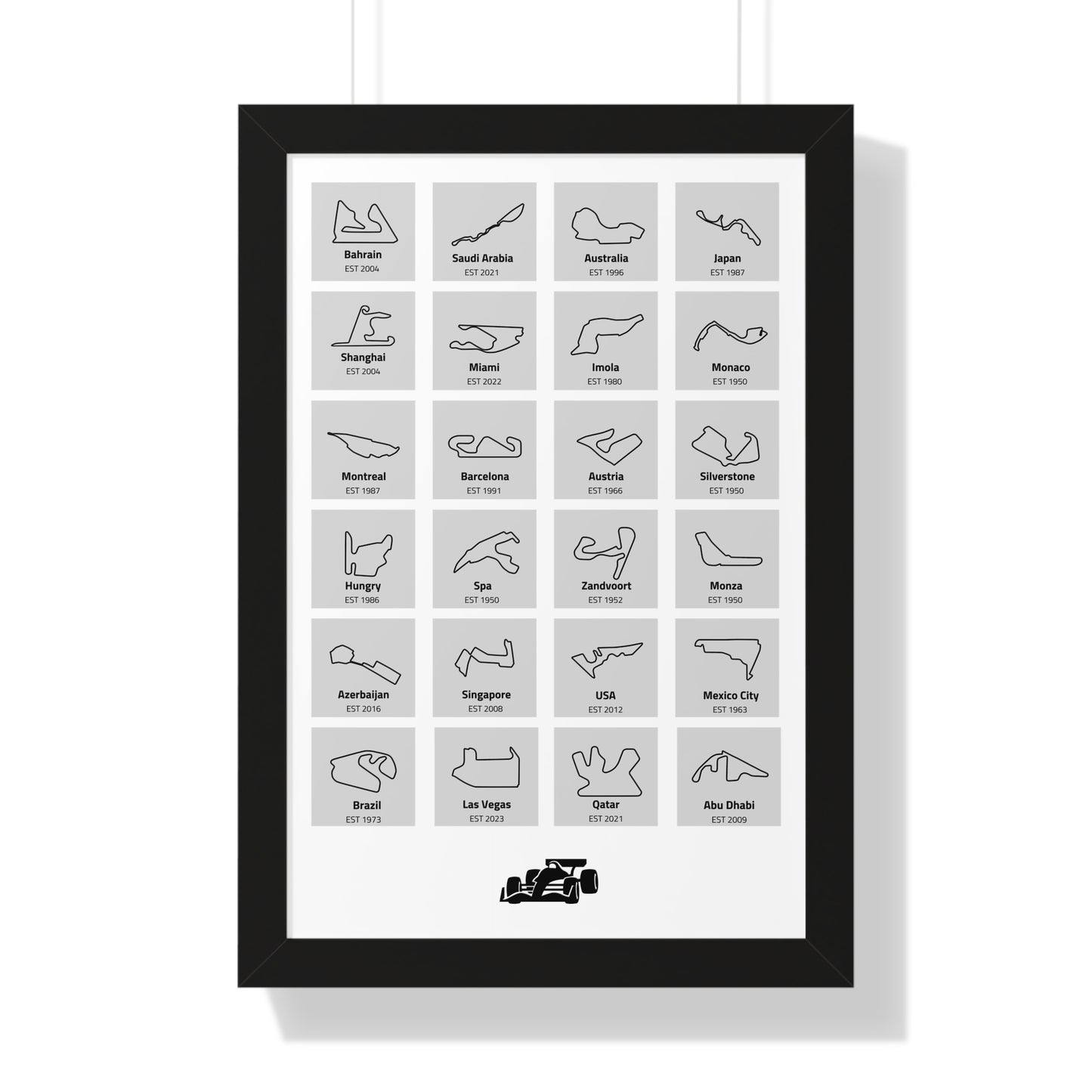 Framed Formula Track Poster - Race Car Circuits