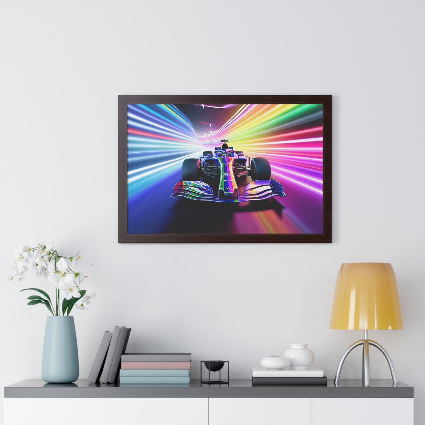 Racing in Neon Art - Framed Poster