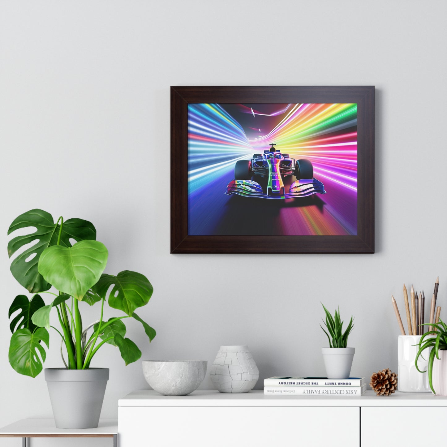 Racing in Neon Art - Framed Poster