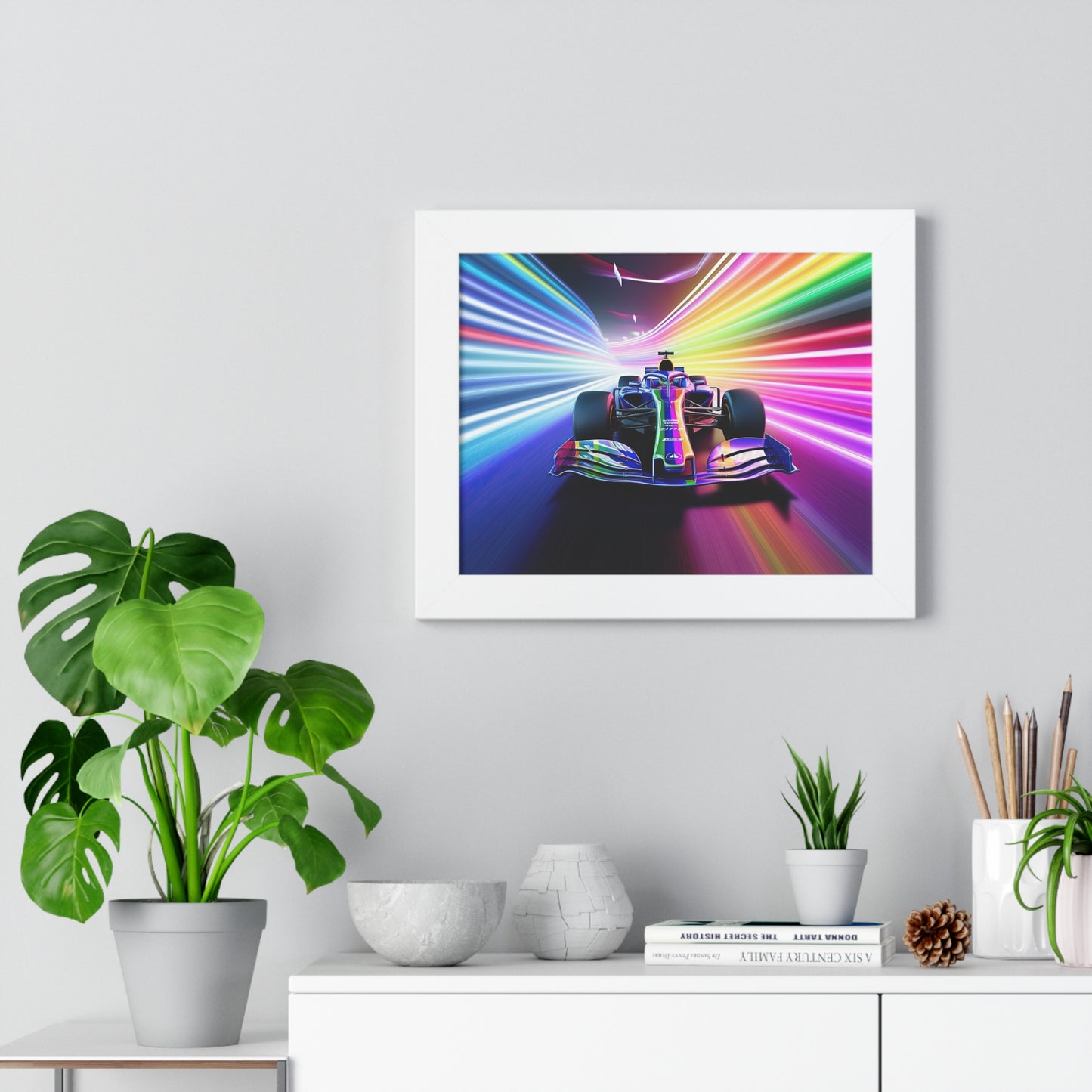 Racing in Neon Art - Framed Poster