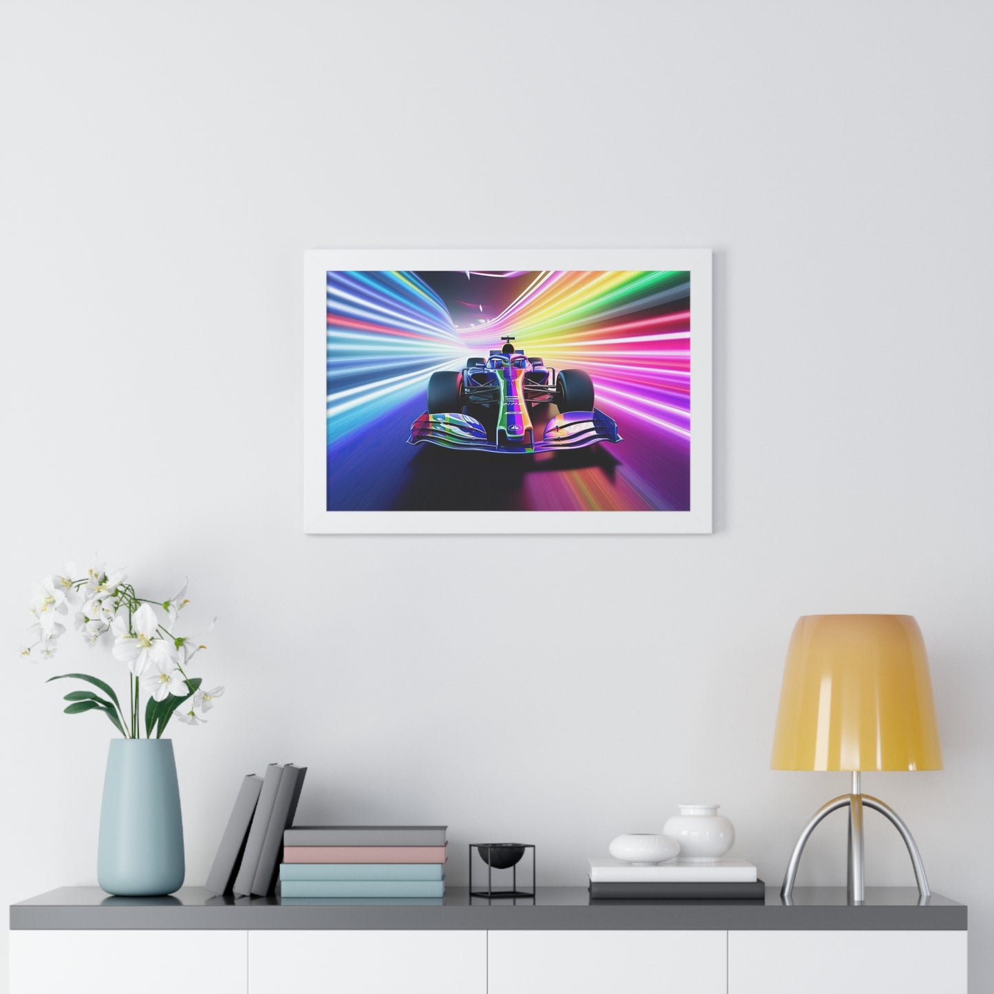 Racing in Neon Art - Framed Poster