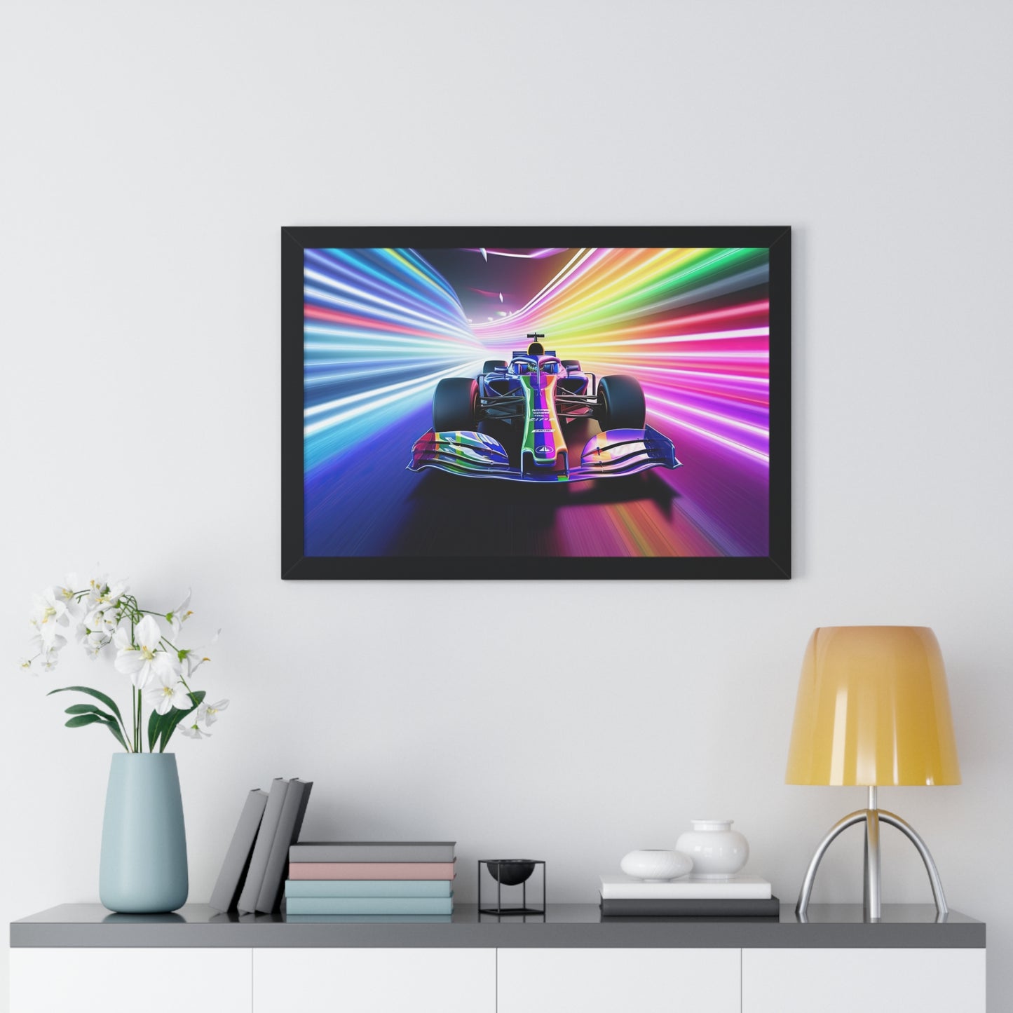 Racing in Neon Art - Framed Poster