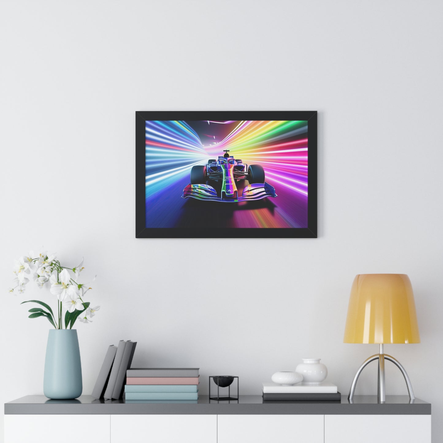 Racing in Neon Art - Framed Poster