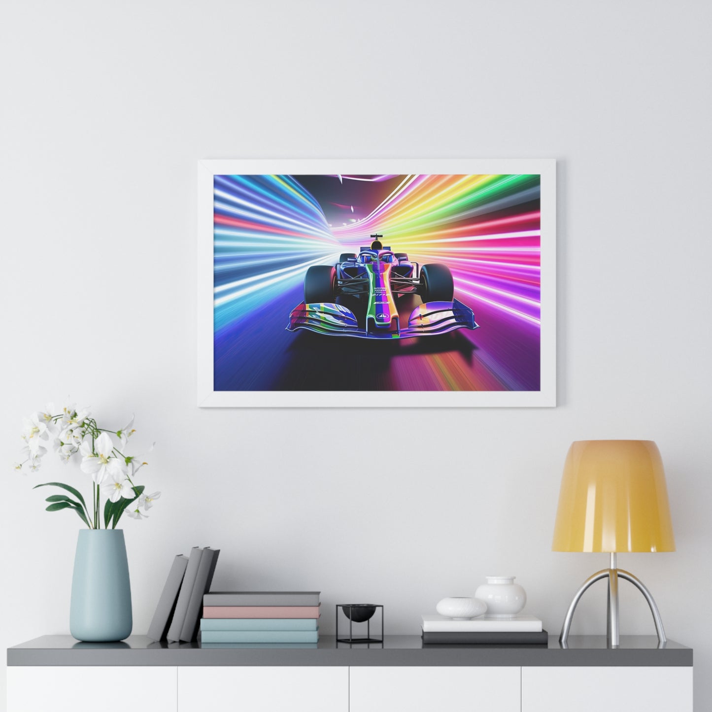 Racing in Neon Art - Framed Poster