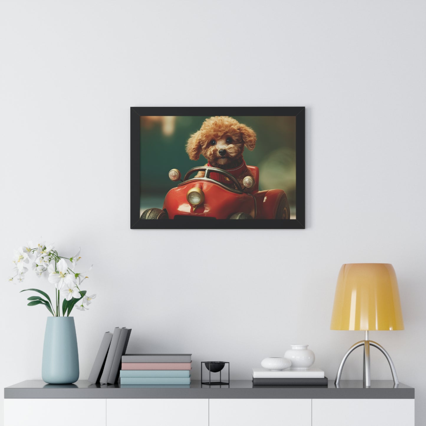 Formula Poodle Racer - Framed Poster